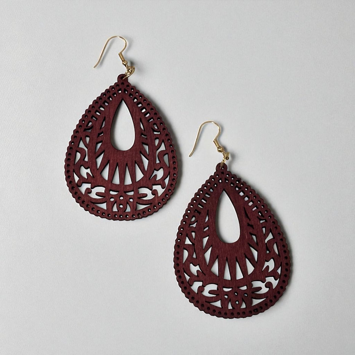 Wood Hollow Out Drop Earrings