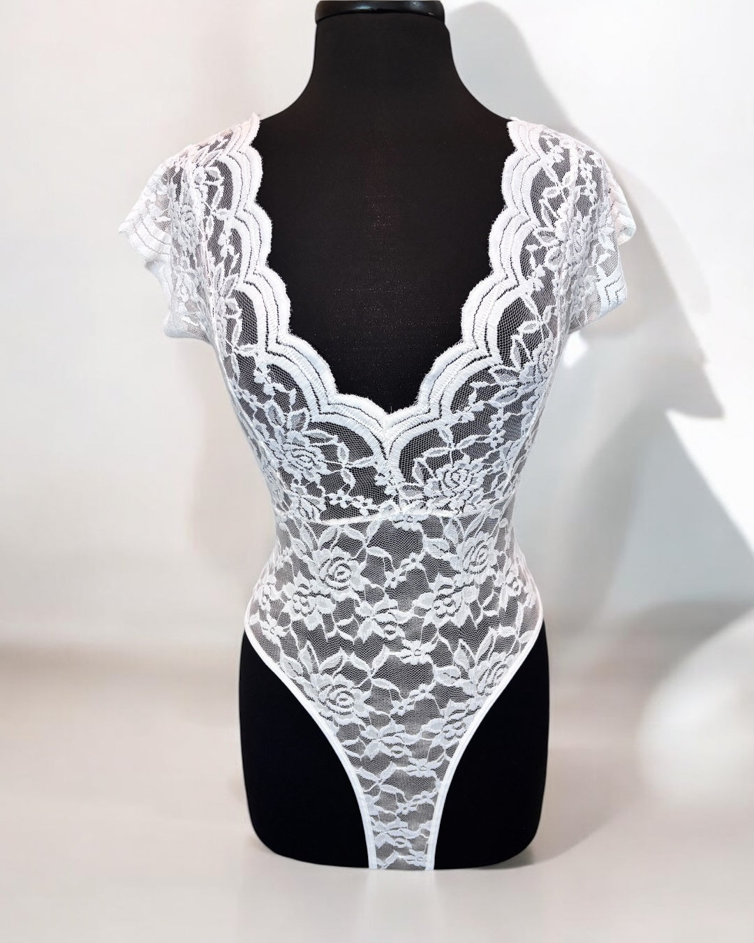 White Women Backless Lace Bodysuit