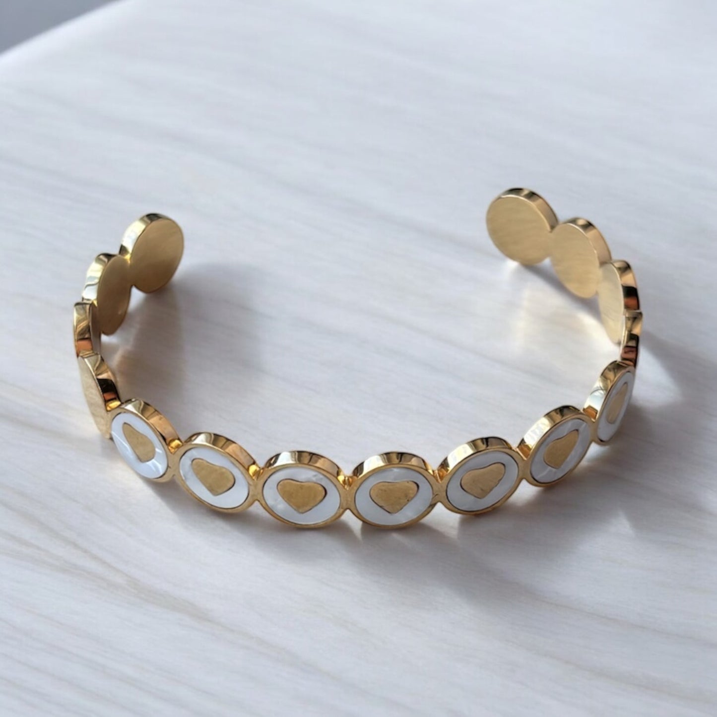 Gold Hearts Stainless Steel Cuff