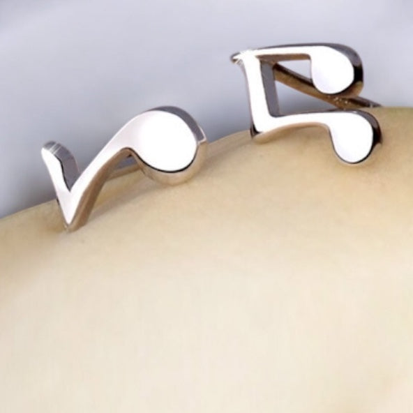925 Sterling Silver Music Note Stud Earrings
