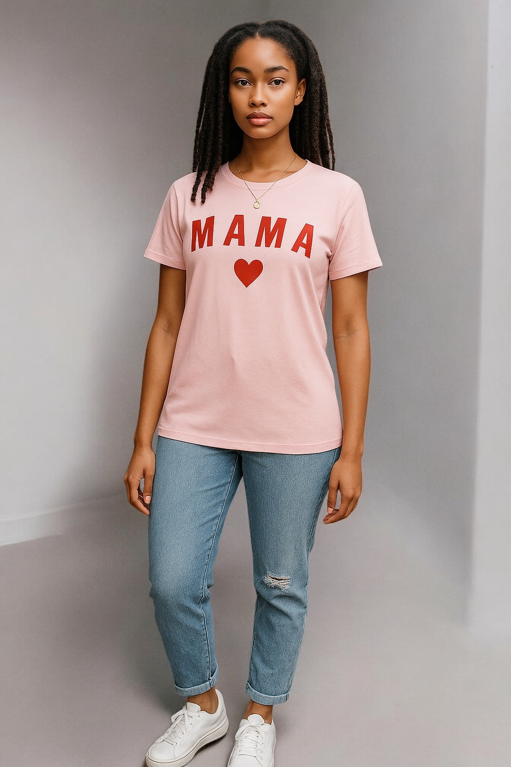 Women Mother Soft Pink Letter Print Tee