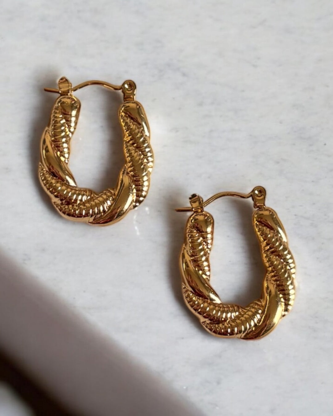 Gold Twisted Chunky Hoop Earring