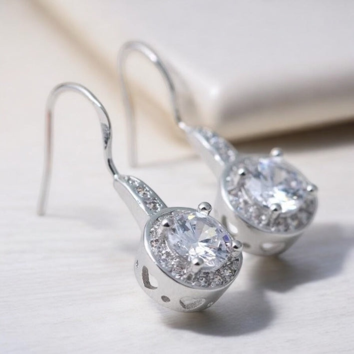 Small Round Crystal Drop Earrings