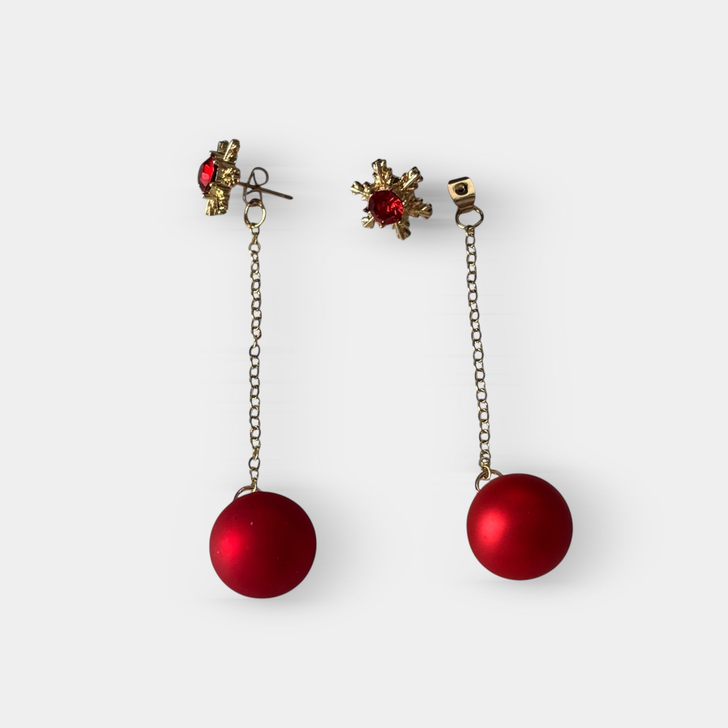 Snowflake Red Dangle Long Earring