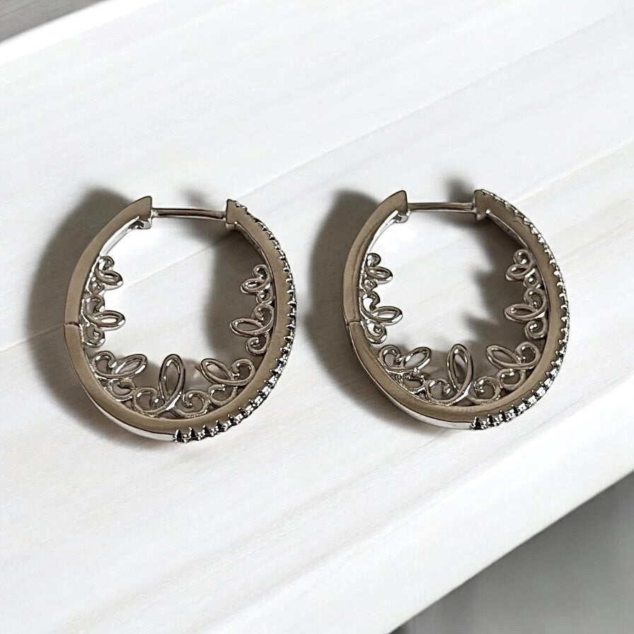 Oval Hoop Silver Earrings