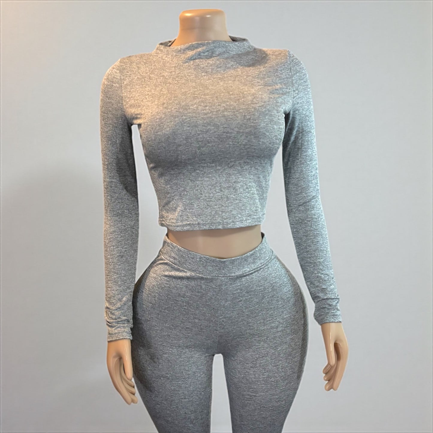 2 Piece Top and Long Pant Gray Set