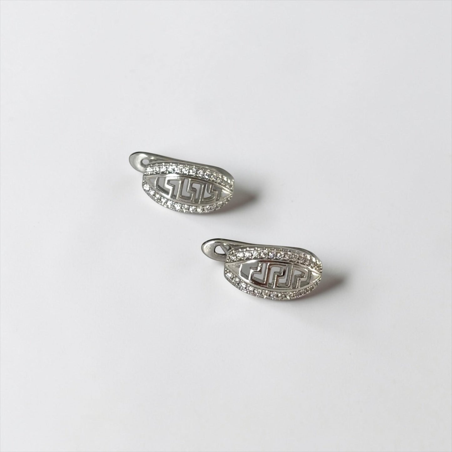 Silver Small Zircon Hoop Earring