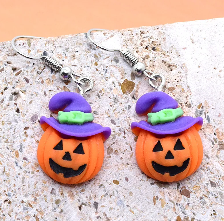 Pumpkin & Purple Hat Small Earring