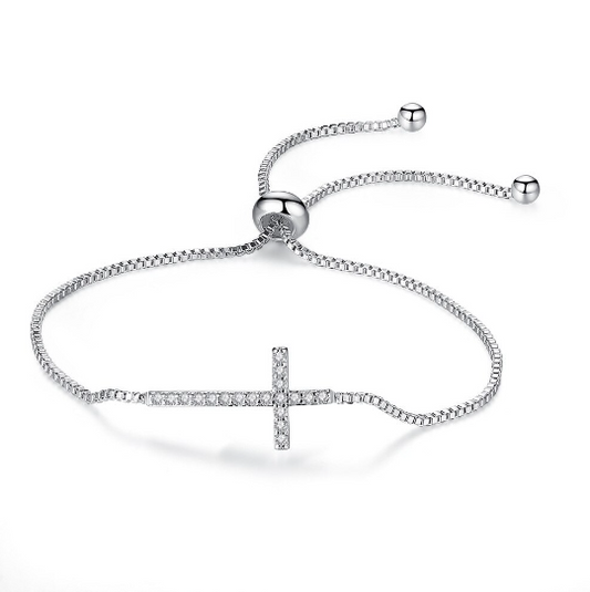 Luxury Sterling Silver Cross Bracelet