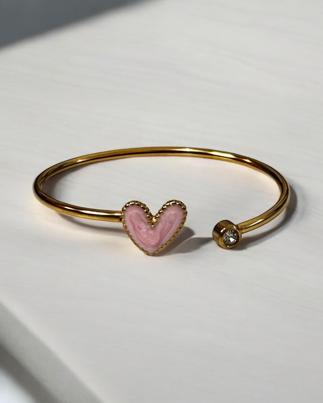 Small Heart Stainless Heel Cuff Bracelet
