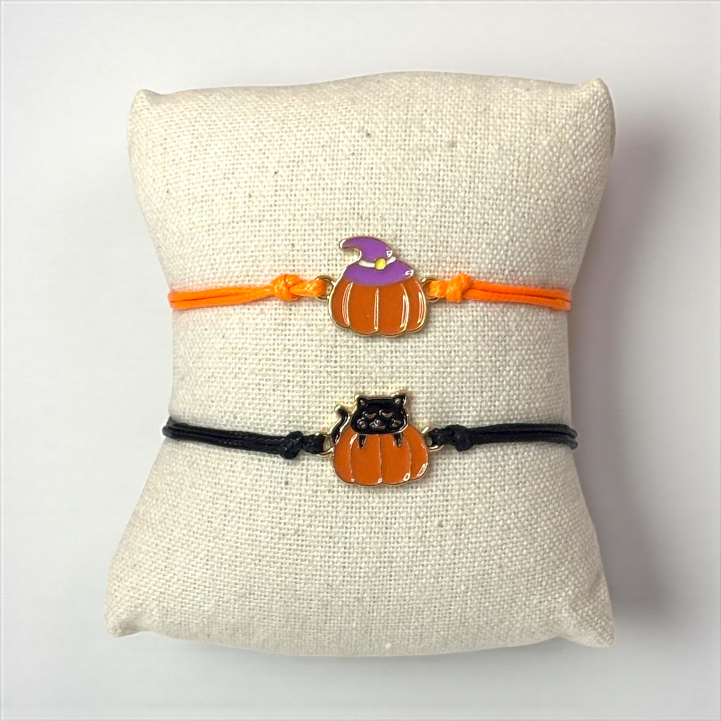 Pumpkin Hat and Cat Bracelet Set