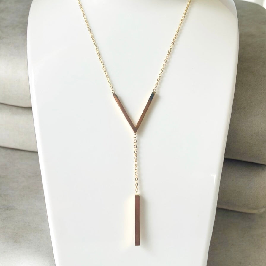 V Shape Women Gold Necklace