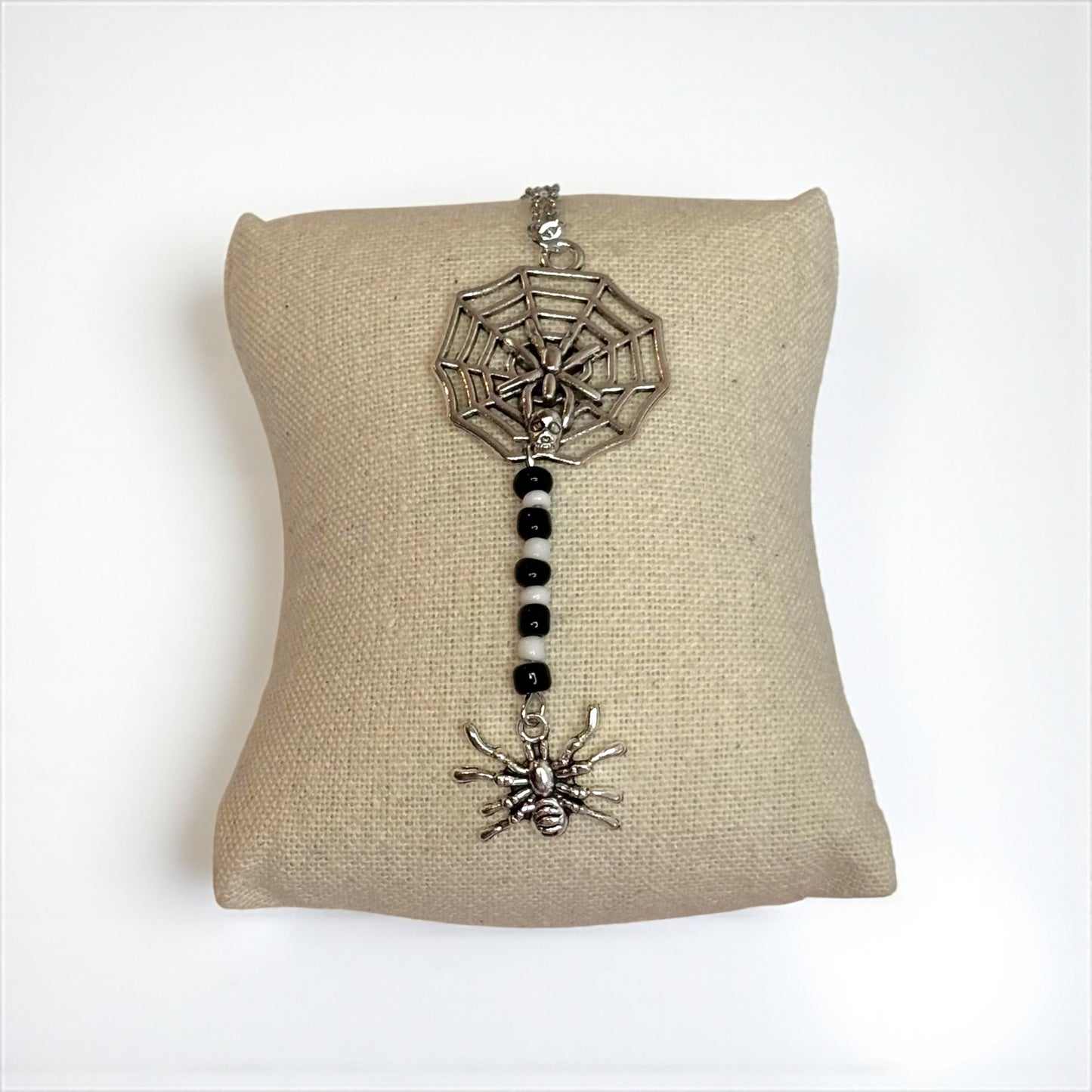 Gothic Beaded Spider Web Necklace