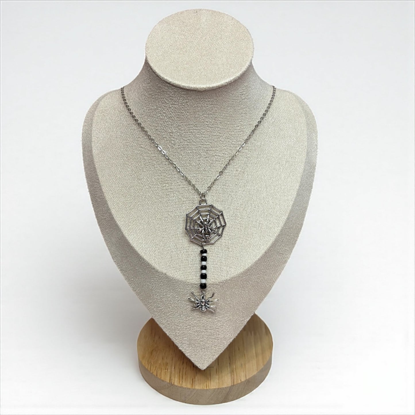 Gothic Beaded Spider Web Necklace