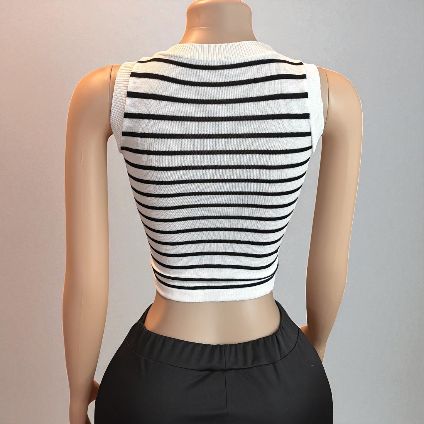 Striped Sleeveless Knitted Base Shirt