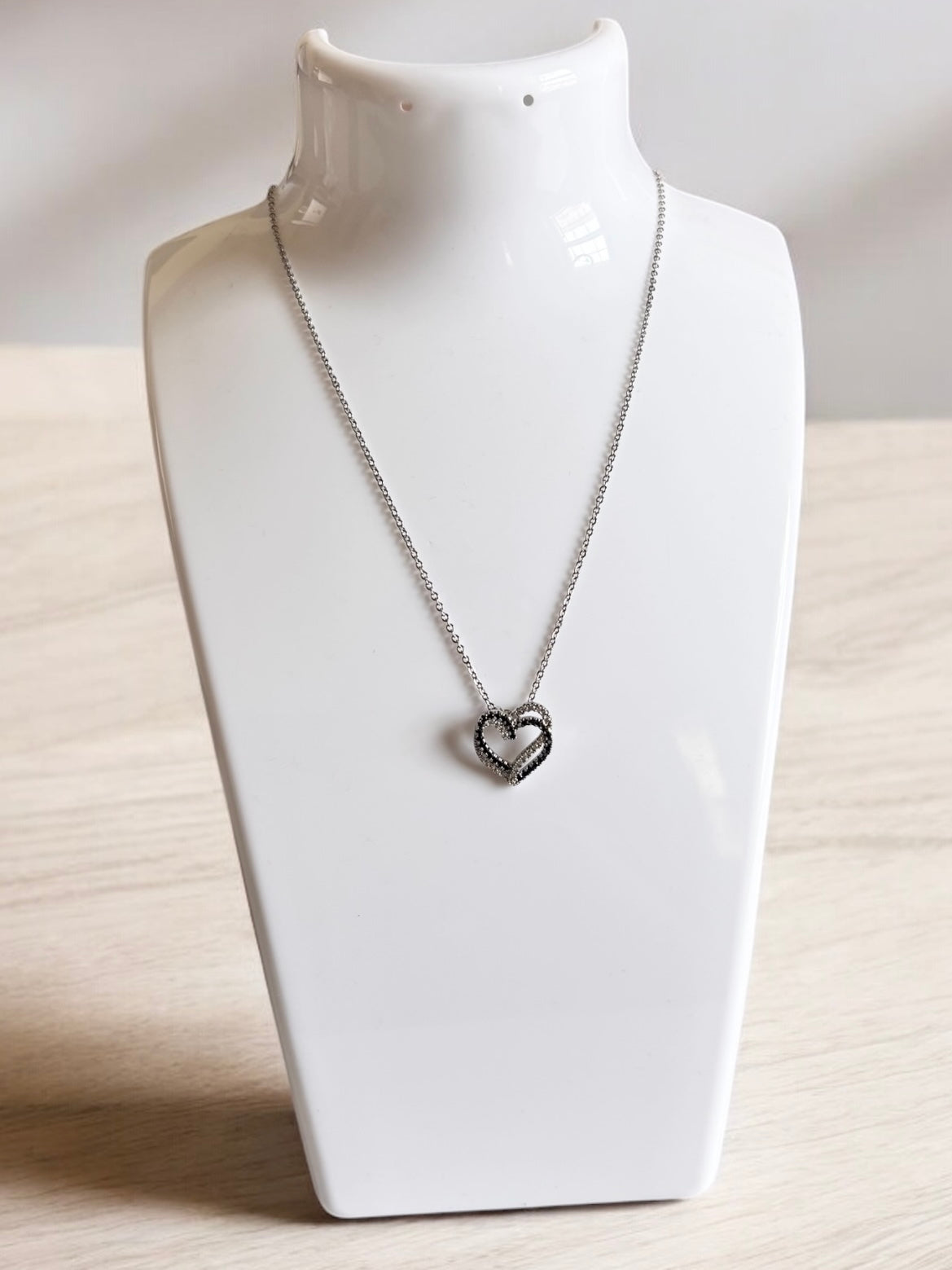 Black & White Heart Stone Necklace