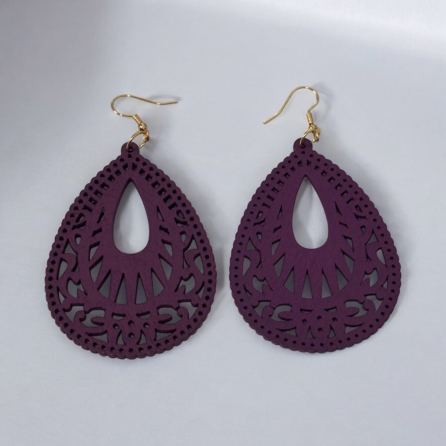 Wood Hollow Out Drop Earrings