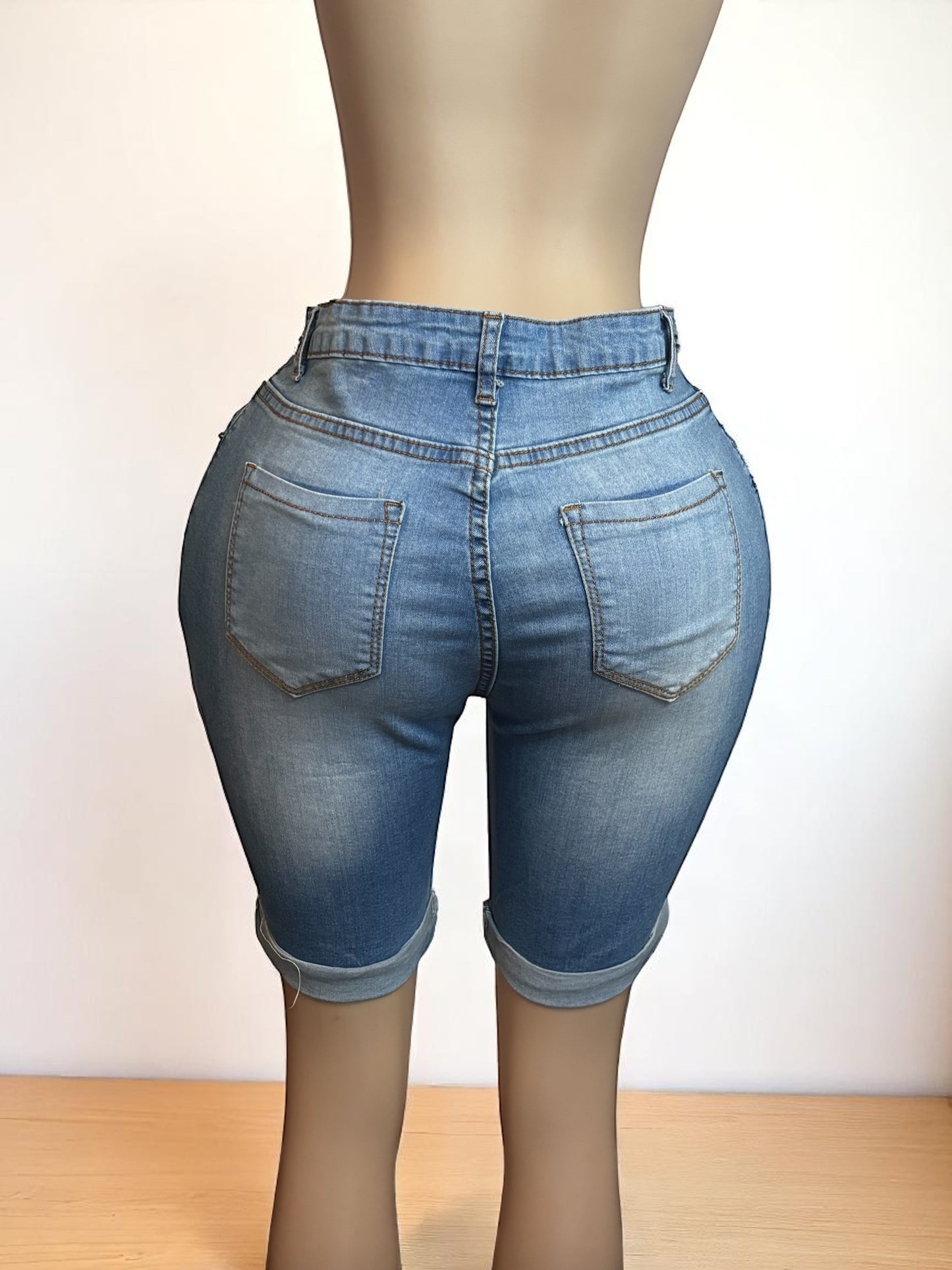 Blue Denim Women Bermuda Shorts