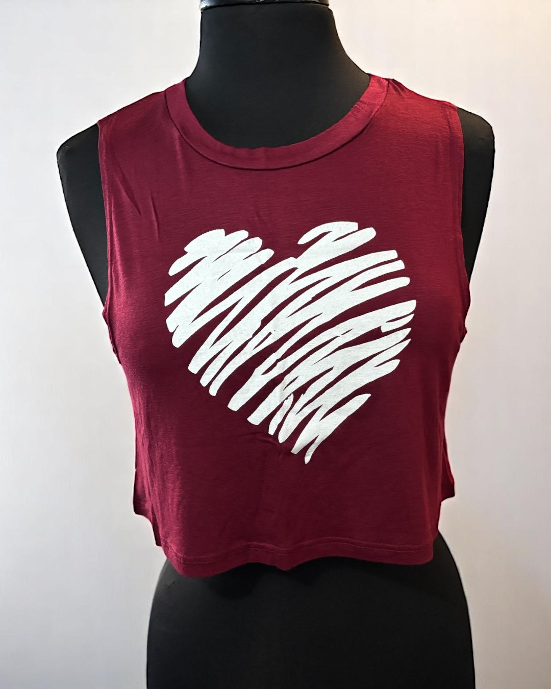Sleeveless Women Crop Heart Top