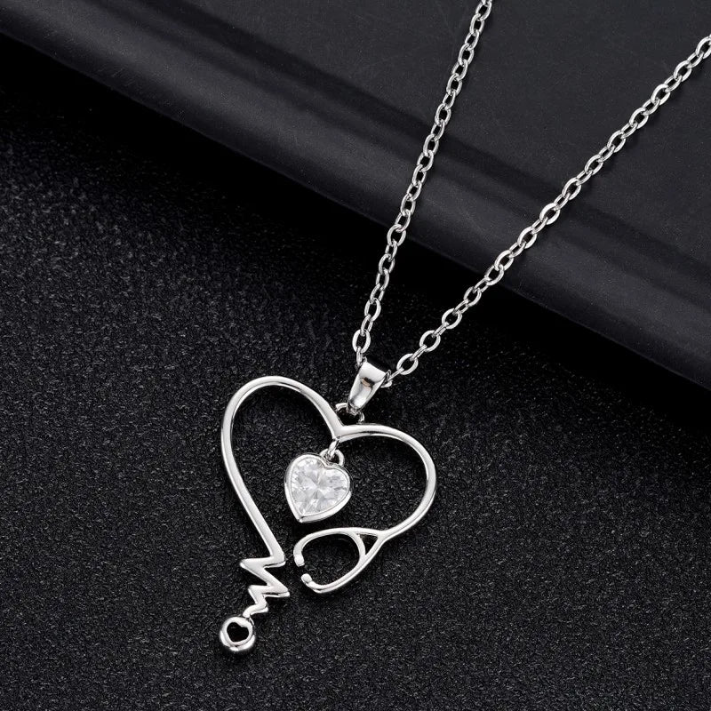 Heart Stethoscope Nurse Necklace