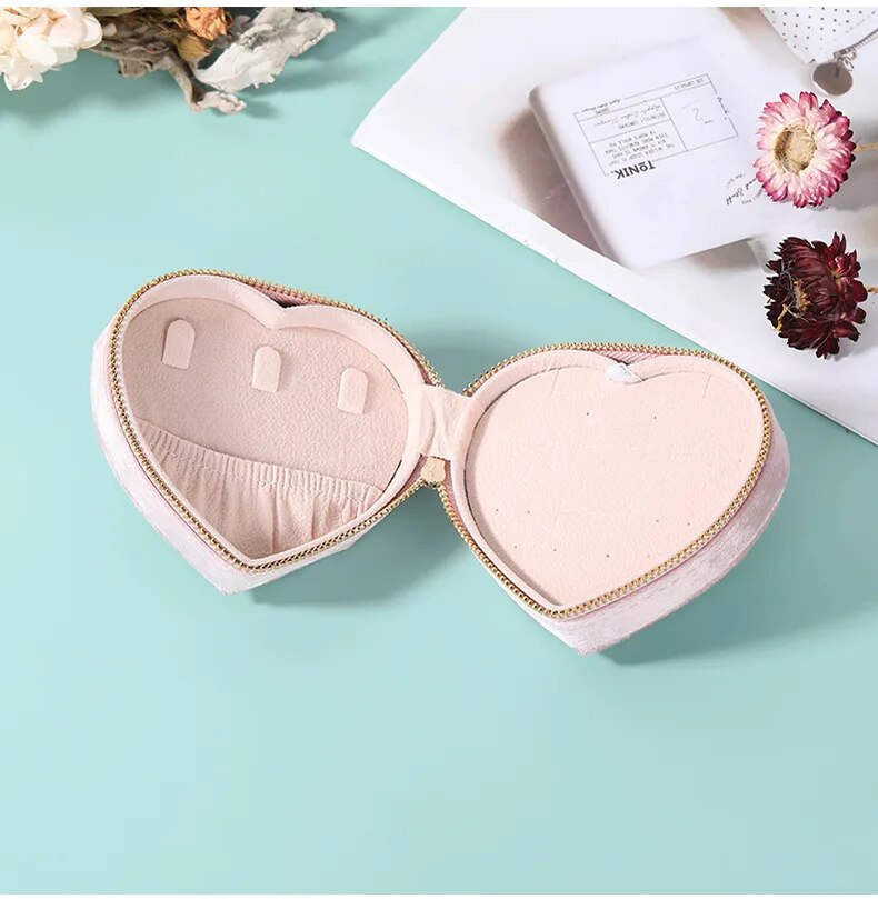 Heart Shaped Velvet Jewelry Box