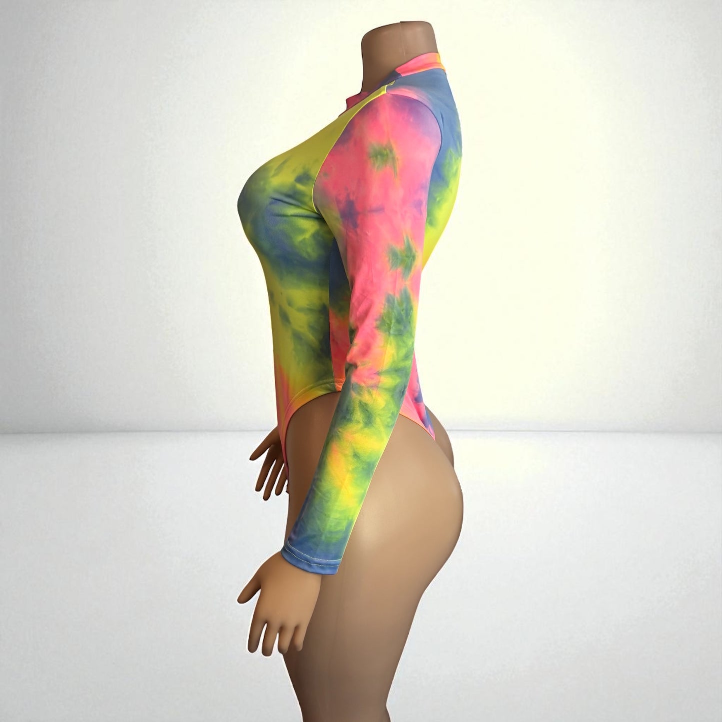 Tie Dye Print Long Sleeve Bodysuit