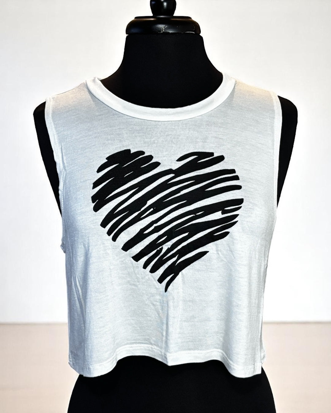 Sleeveless Women Crop Heart Top
