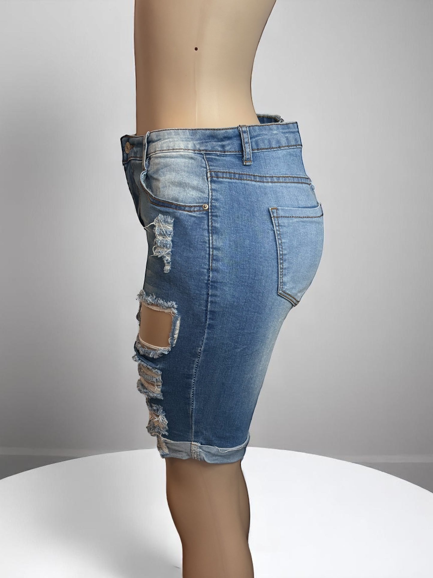 Blue Denim Women Bermuda Shorts