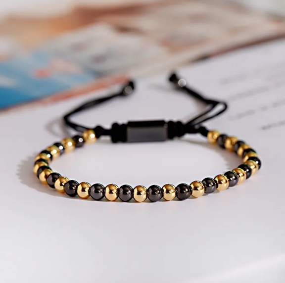 Pulsera clásica unisex ajustable de cuentas de cobre de 4 mm