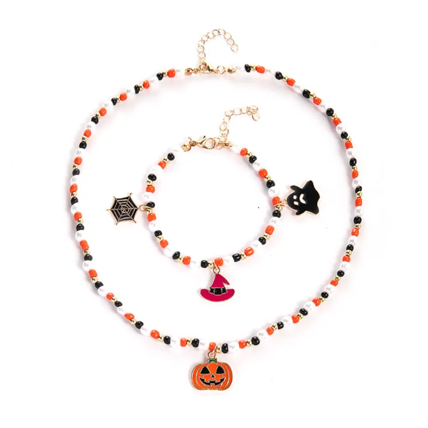 Spooky Chic Halloween Necklace Bracelet Set
