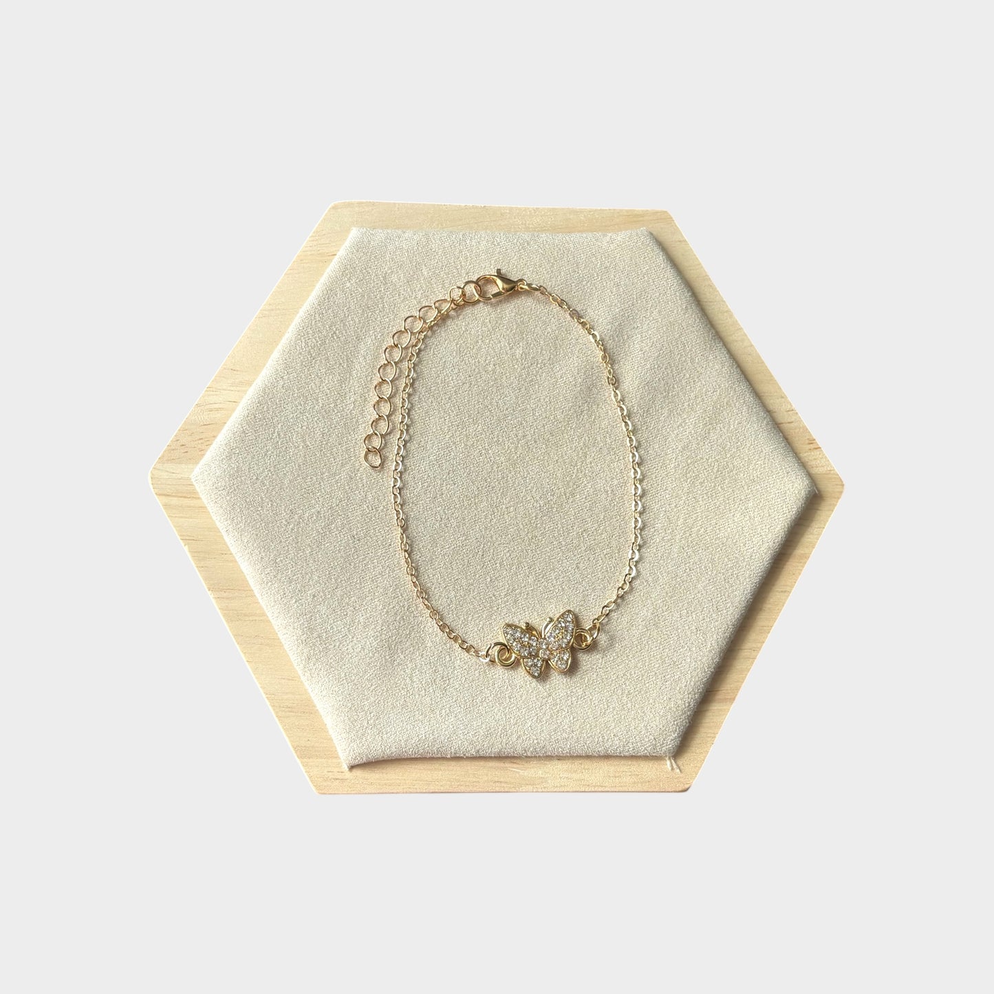 Butterfly Rhinestone Gold Anklet