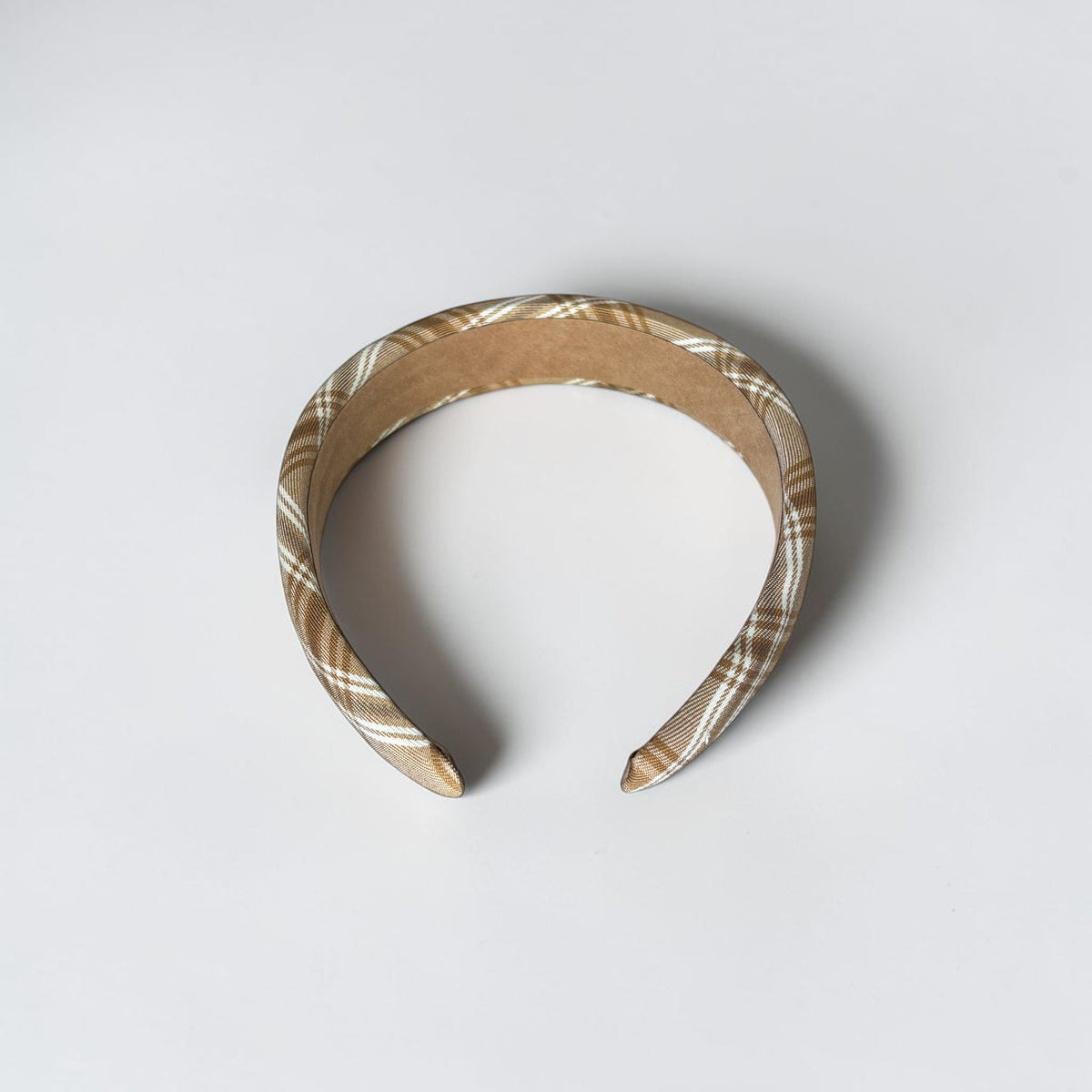 Khaki Plaid Padded Headband