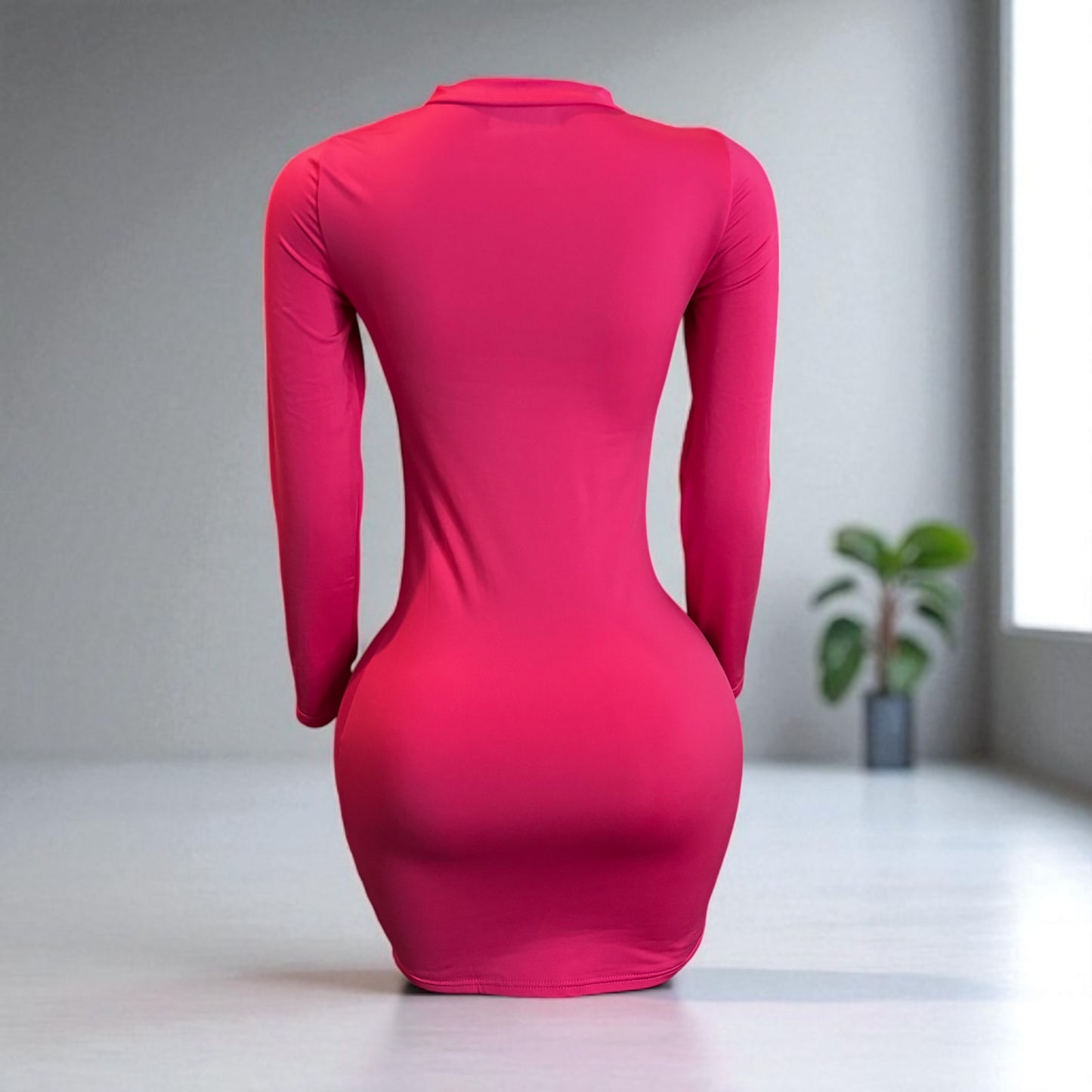 Solid Pink Cut Out Mini Dress