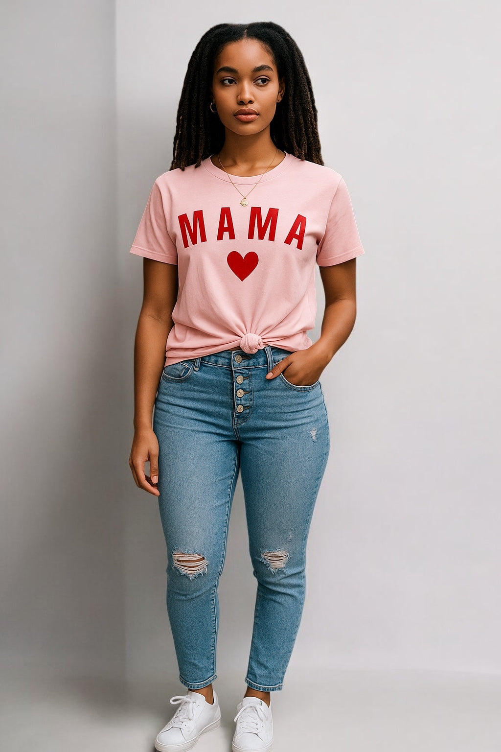 Women Mother Soft Pink Letter Print Tee