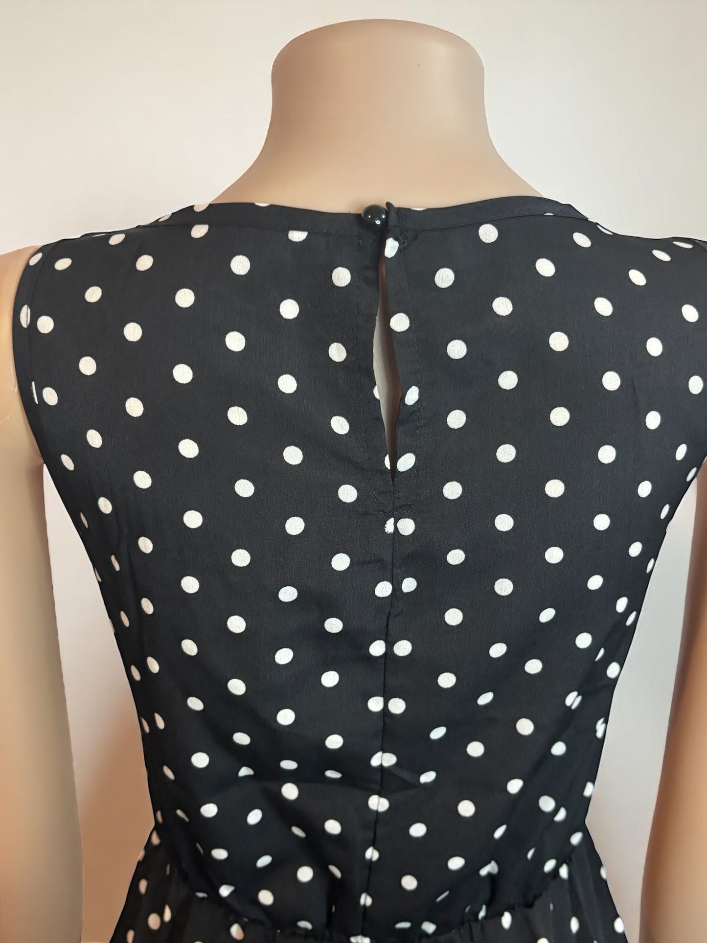Polka Dot Print Black Maxi Dress