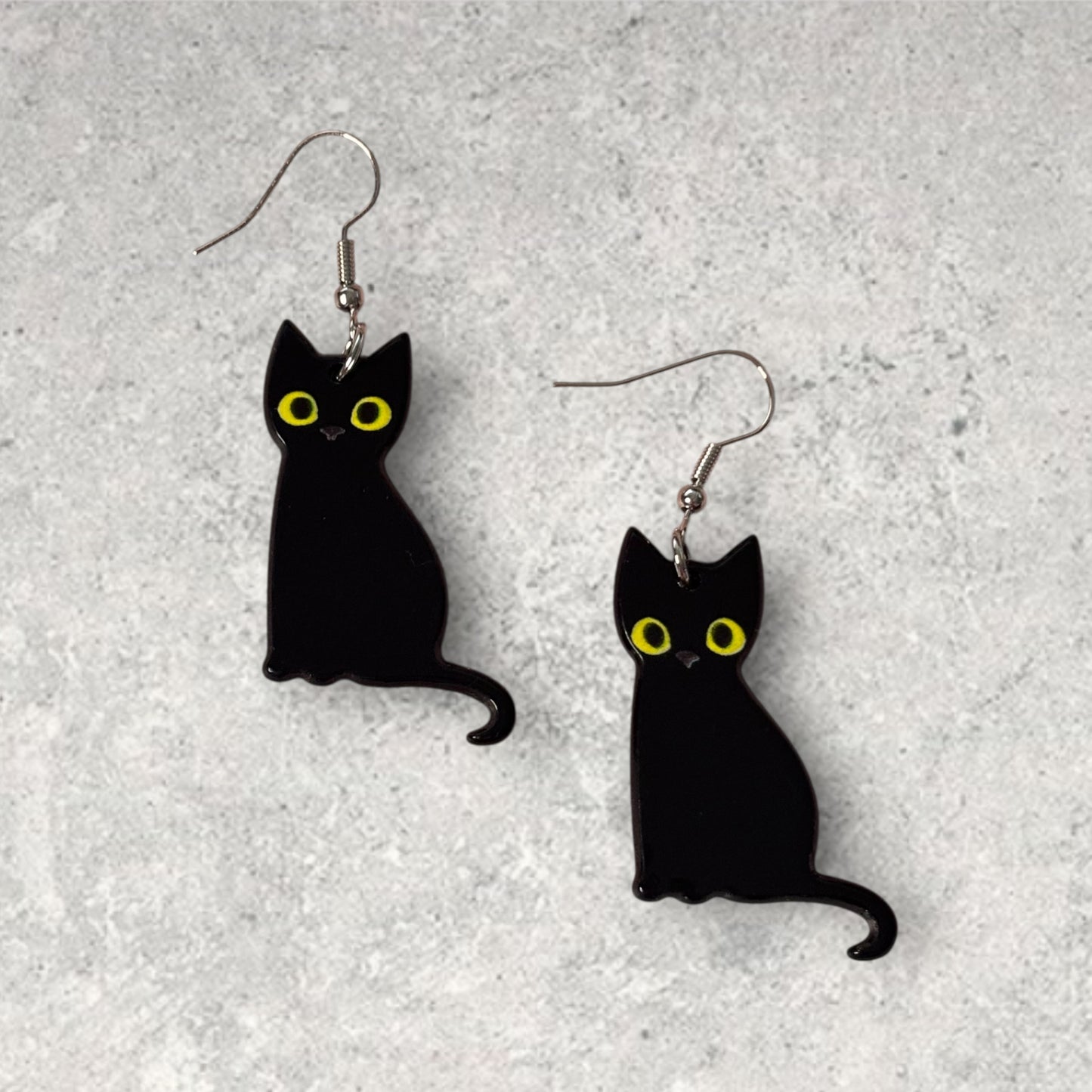 Small Black Cat Drop Earring