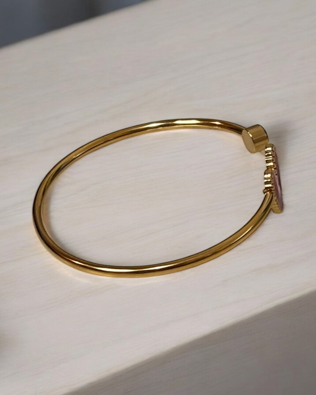 Small Heart Stainless Heel Cuff Bracelet