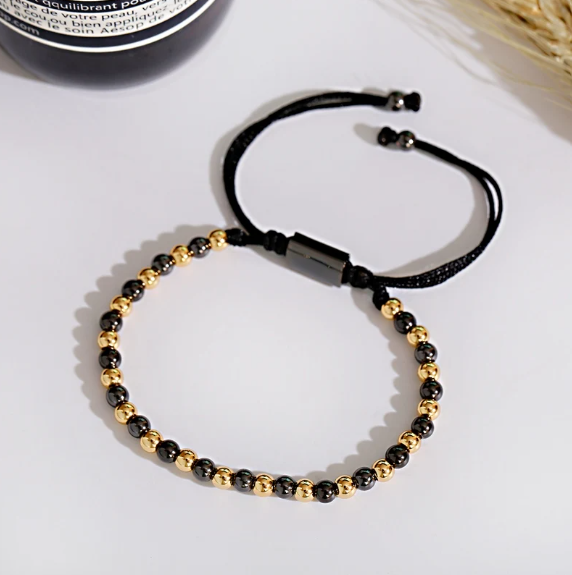 Pulsera clásica unisex ajustable de cuentas de cobre de 4 mm