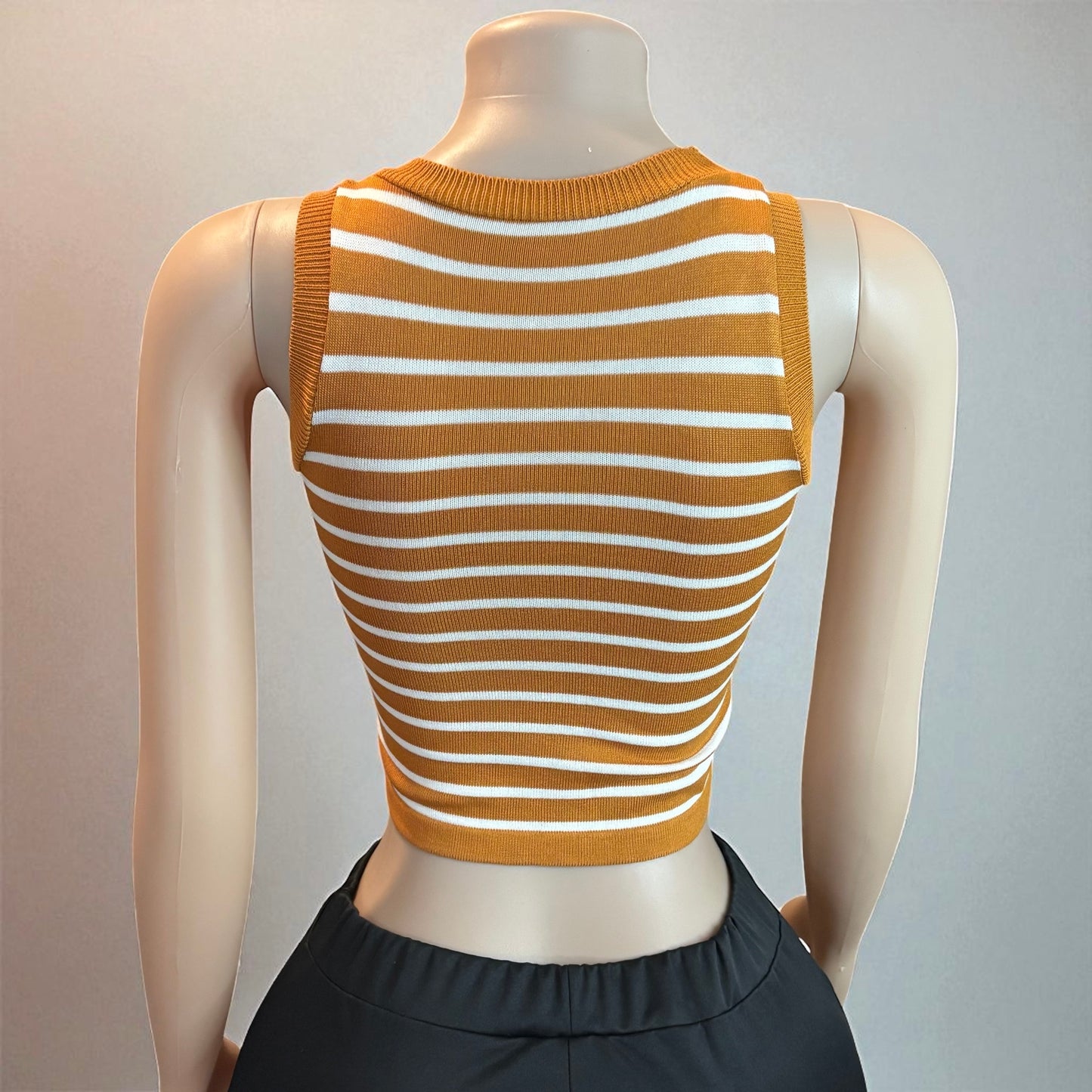 Striped Sleeveless Knitted Base Shirt