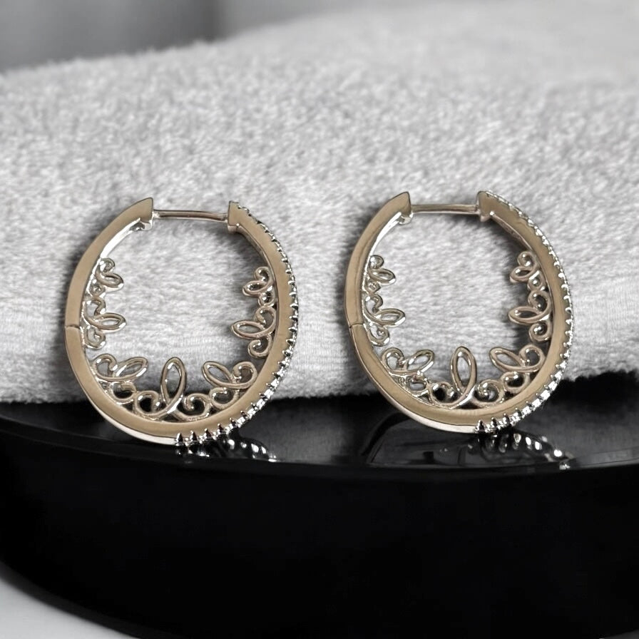 Oval Hoop Silver Earrings