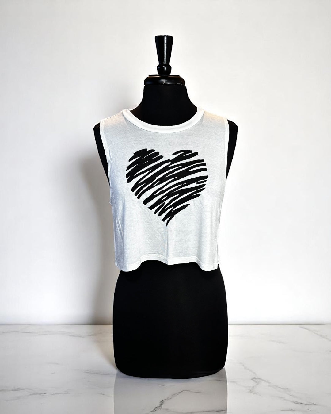 Sleeveless Women Crop Heart Top