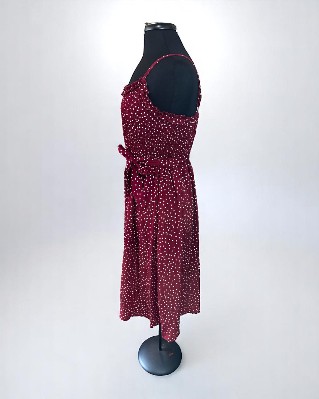Floral Burgundy Ruffled Neckline Sundress