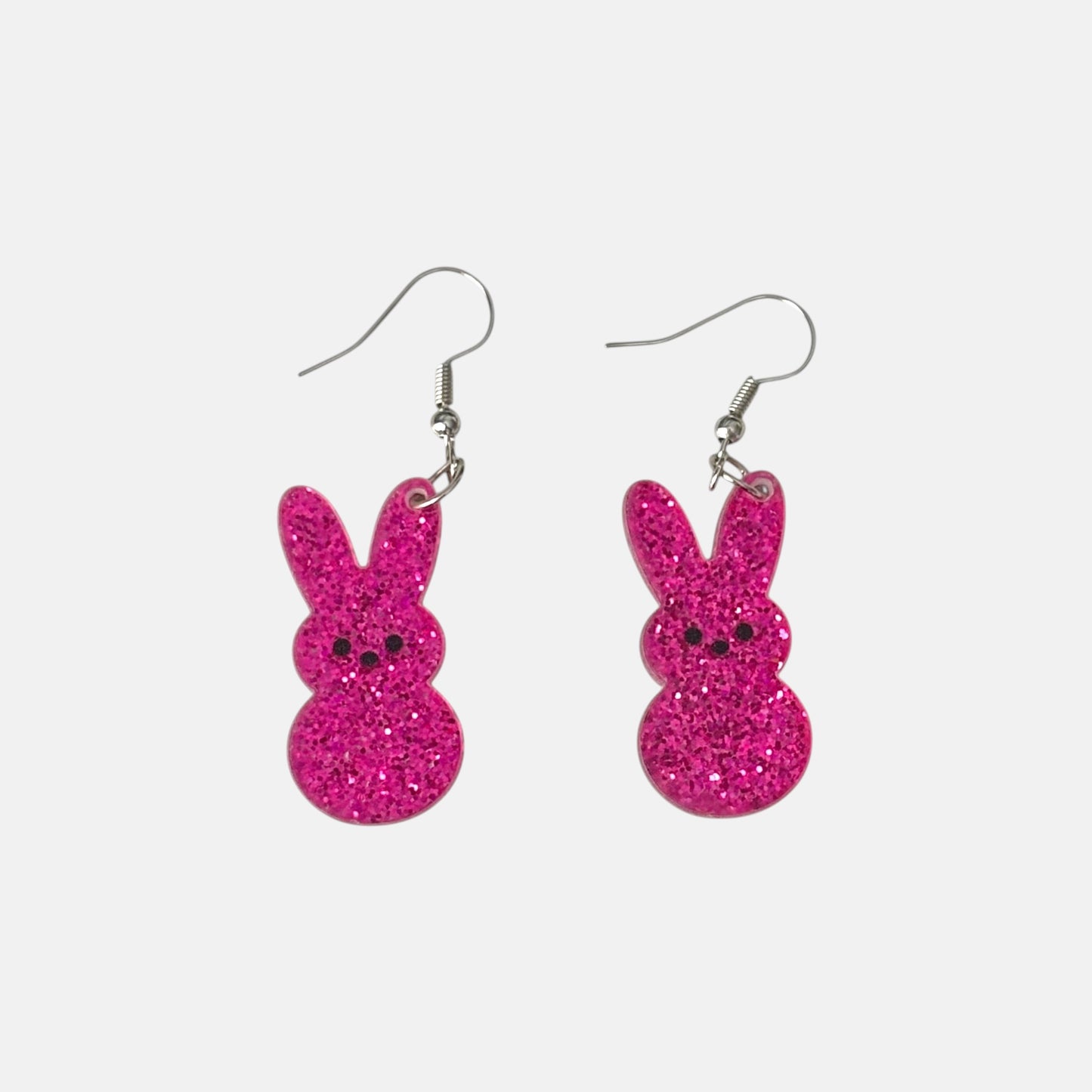 Dark Pink Glitter Bunny Acrylic Earrings