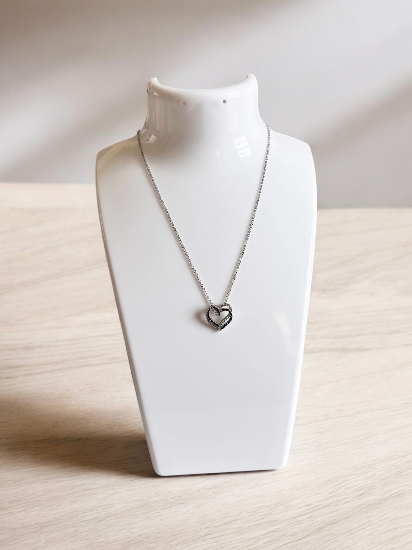 Black & White Heart Stone Necklace