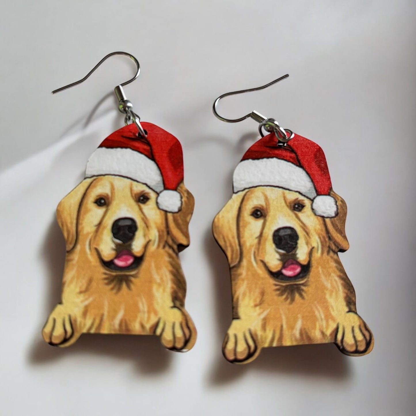 Golden Retriever Wood Drop Earring