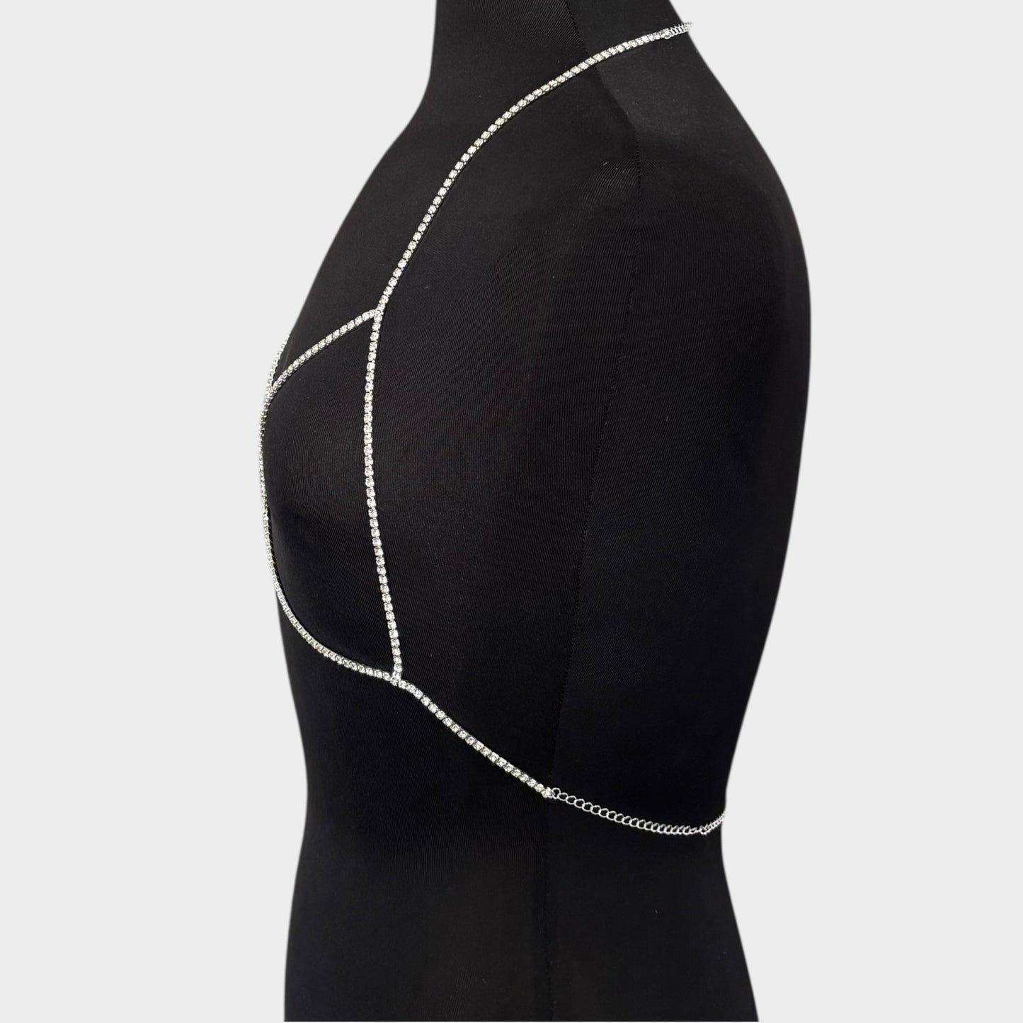 Cadena corporal de plata con diamantes de imitación