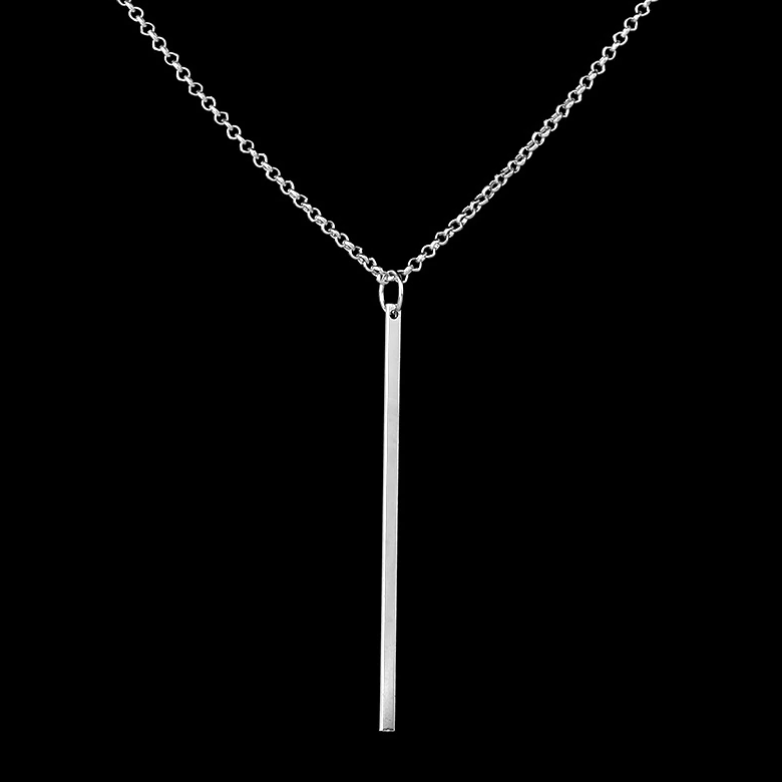 Long Classic Stick Pendant Silver Necklace