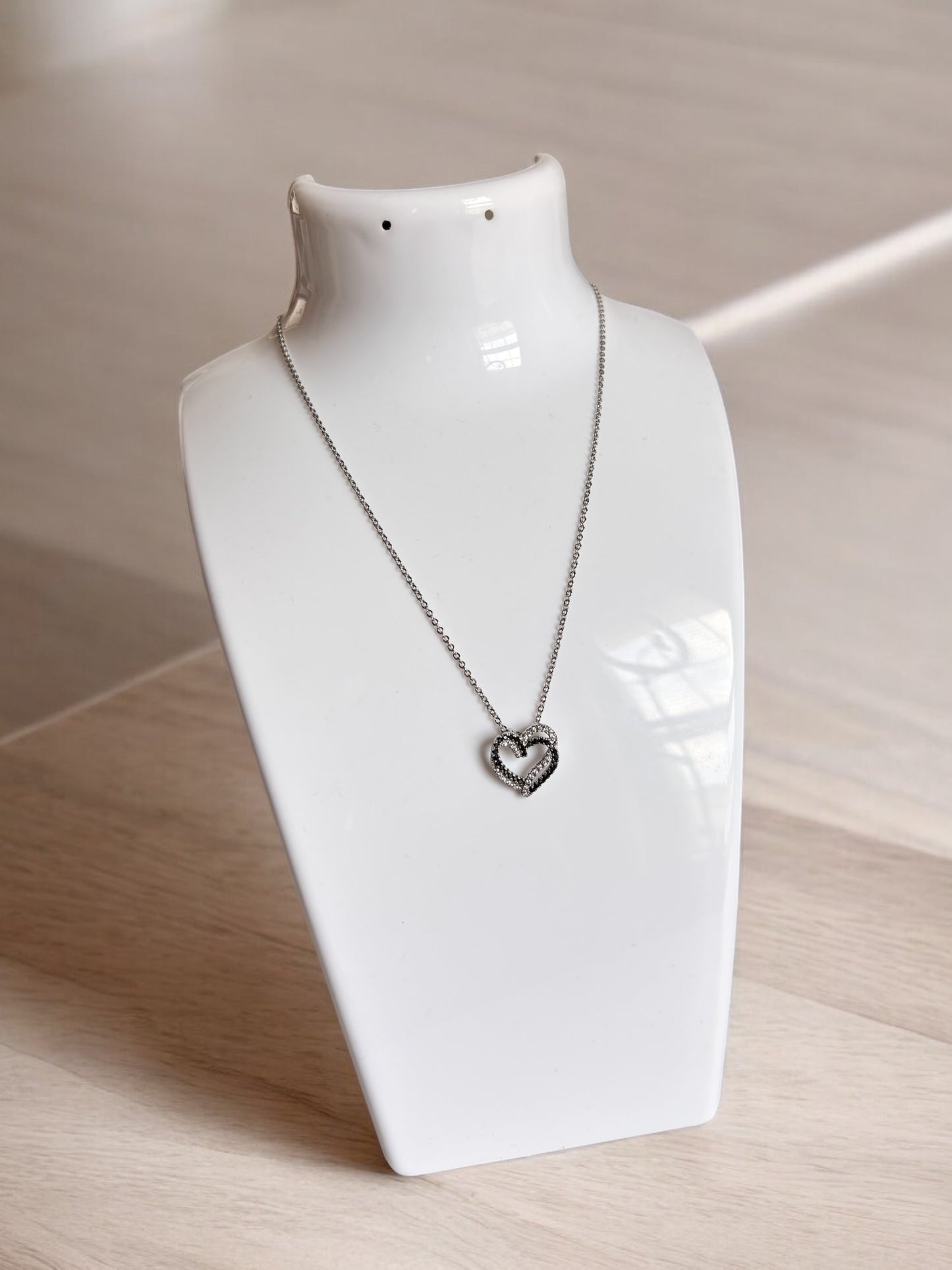 Black & White Heart Stone Necklace