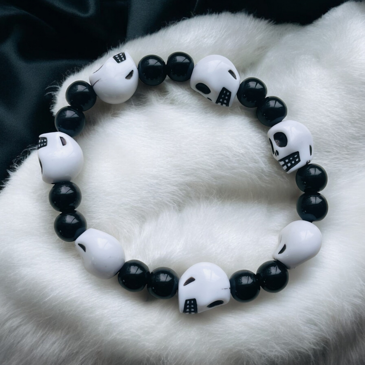 Skull Beaded Stretchable Bracelets