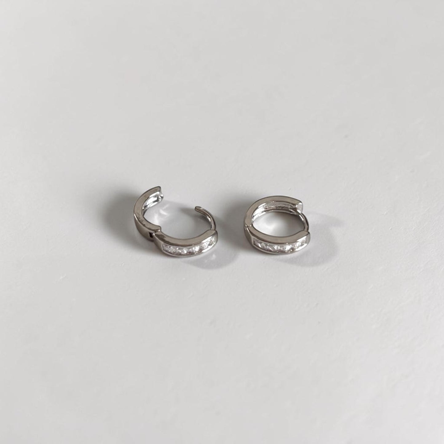 Small Silver Zircon Hoop Earrings